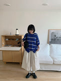 [unisex] Kosoni Color Stripe Boucle Short Sleeve Cardigan