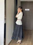 Kane Tiered Banding Long Skirt (Belt set)