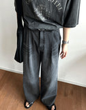 Pintuck Over Wide Denim