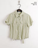 Oa Tie Set Pocket Collar Short Sleeve Shirt