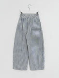 Ahonf Seersucker Check Banding Wide Pants