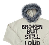 Loud Corduroy Studded Fur Hooded Zip-Up