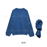 Ciel V-neck Hachi Knit Muffler Set