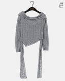 Noten Punching Tie Strap Off-Shoulder Knit