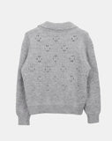 Bame Punching Collar Wool Knit Long Sleeve Cardigan