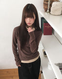 Gian High Neck Color Matching Fleece Hood T-shirt