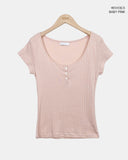 Houn Deep U-Neck Short Sleeve T-Shirt