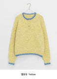 Agon Raglan Wool Color Matching Button Knit