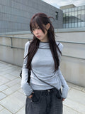 Pencil Layered Unbalanced Color Matching Line T-Shirt