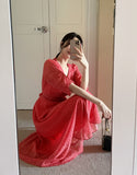 Heidi Zanflower Shirring Chiffon Long One Piece
