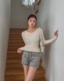 [U-BASIC] Yuki V-neck Slim Ribbed Long Sleeve Knit