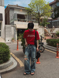 Road Damage Wide Denim Pants