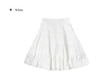 Ribbon Frill Tiered Banding Midi Skirt