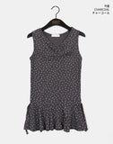 Nuden Flower Pattern Shirring Layered Sleeveless