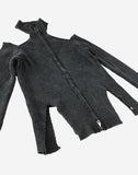 Ribbed Cut Knit Zipup