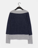 Philae brushed outer stripe fleece layered long sleeve T-shirt
