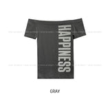Happiness Lettering Slim Off Shoulder Tee