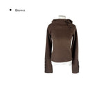 [Fleece/Sleeves Button] Rambo Brushed High Neck Ribbed Button Hood Knit