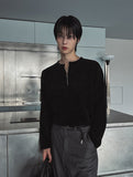 Otsi Ribbed Zipper Henley Neck