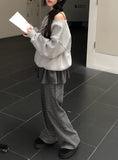 Xiao Stripe Brushed Wide Banding Pants