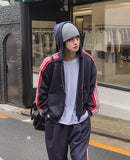 Toys Color Matching Track Line Hood Zip-Up Pants Set