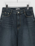 Pinbas Washed Denim Wide Pants