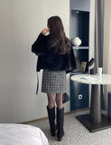 Meryl Eco Fur Mink Short Sleeve Cape Jacket (Belt Set)