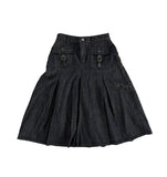 Suspender Long Pleated Skirt