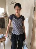 Padded Slav puff sleeve short-sleeved hooded T-shirt