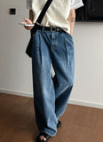 Roll-up wide washing denim