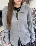 Eldin Hairy Knit Zip-Up
