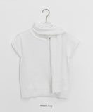 Nipped Hairy Muffler Short Sleeve Knit