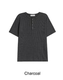 Lowden Slim Ribbed Henley Neck Short Sleeve Tee