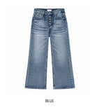 Left-washed flare denim pants