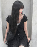 Shuri Puff Lace Short Sleeve Blouse