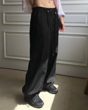 Kippen Nylon Two-Way Back Banding Cargo Long Wide Jogger Pants