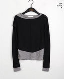 Nut Unbalance Layered Color Matching Long Sleeve T-shirt