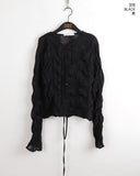 Glo Guest Look Lace Pleated String Long Sleeve Blouse