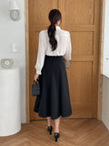 Rund shawl collar puff blouse