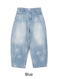 Luton Drawing Flower Denim Pants