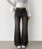 Span Relaxed Loose Long Bootcut Banding Denim Pants