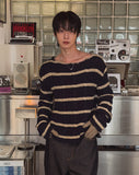 [LANARCH] Frayed Cable Stripe Sweater
