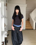 Poson Color Matching Shirring Short Sleeve T-shirt