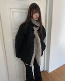 Deen high-neck quilted fur suede mustang jumper