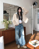 Facey Hood Layered Fur Jacket