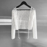Muse Embossed See-through Lace Cardigan