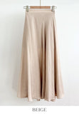 Meshian banding flare long skirt
