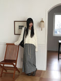 Soco Knitwear Color Matching Angora Fur Button Hood Cardigan