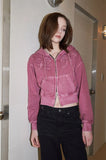 2 WAY Denim Ribbon CROP ZIPUP