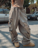 Salute Damage Balloon Denim Pants